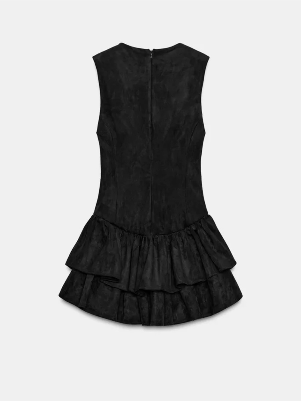 Zara NWT short faux suede romper dress with ruffles black 4764/279 - Picture 5 of 12